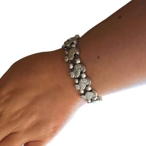 Cat Slide Charm Bracelet Silver Tone